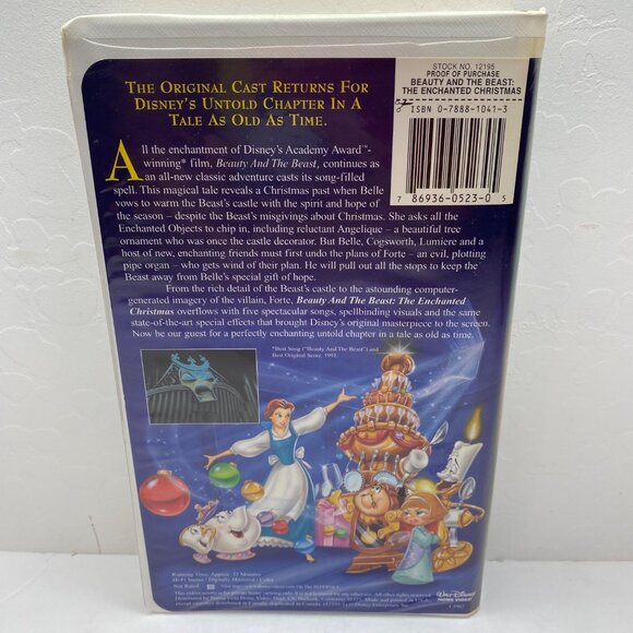 Vintage Disneys Beauty And Beast The Enchanted Christmas VHS Tape Clamshell CAse - Picture 2 of 10